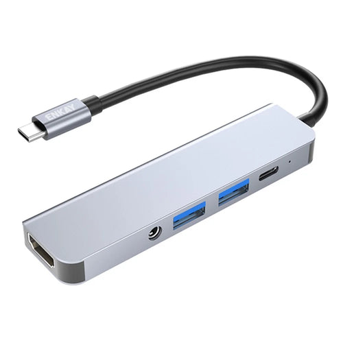 ENKAY HAT PRINCE 5-in-1 USB-C Hub Docking Station Type-C to HD 4K Dual USB3.0 3.5mm Audio Jack PD 60W Fast Charging - 1