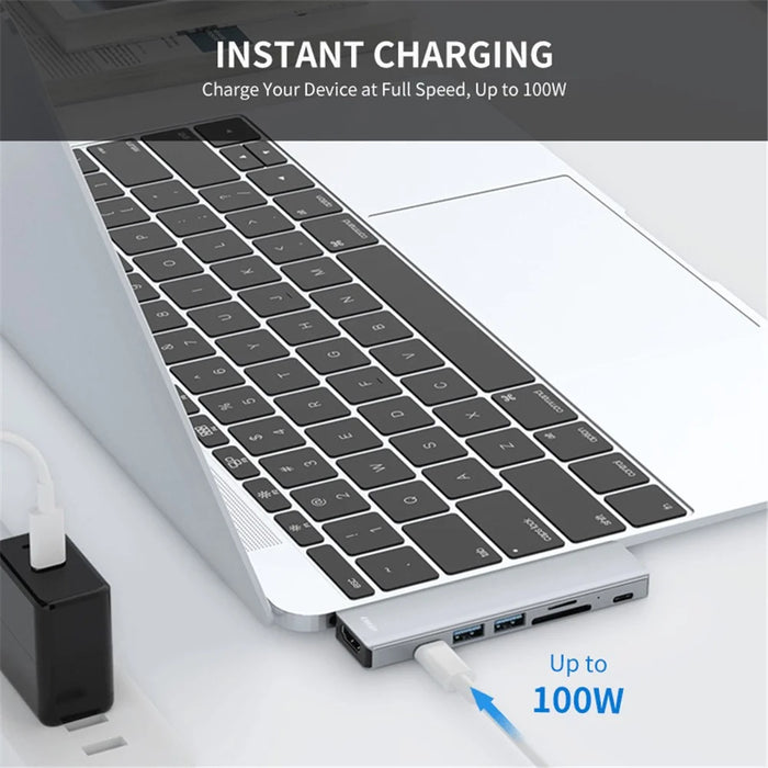 ENKAY HAT PRINCE Type-C Hub to HD 4K Adapter with USB-C USB3.0 TF SD Card Reader Slot PD Fast Charging for MacBook Computer - 6