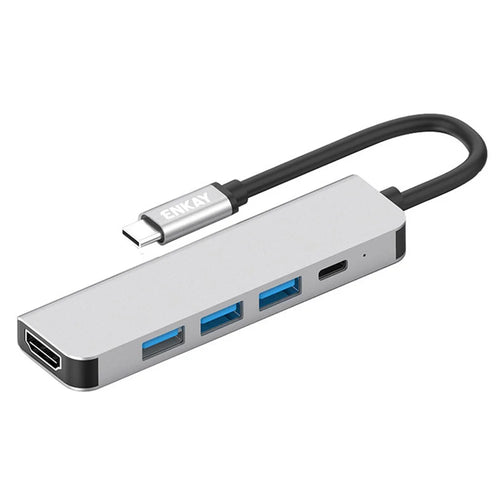 ENKAY HAT PRINCE 5-in-1 Type-C Hub to 4K HD Video Output+3xUSB3.0+PD Fast Charging USB-C Dock Station for Laptop PC - 1