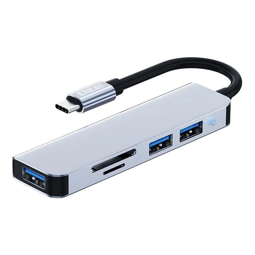 ENKAY HAT PRINCE Type-C Hub Adapter 5-in-1 Multi-Port Converter to USB3.0 + 2xUSB2.0 + SD / TF Card Reader Compatible with Type-C Devices and OS Systems - 1