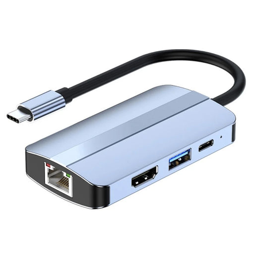 JUNSUNMAY JSM-HUB003 Type-C Hub Adapter 6-in-1 USB-C Docking Station Splitter Support 4K HD Video, 100Mbps, 87W PD Charging Converter - 1
