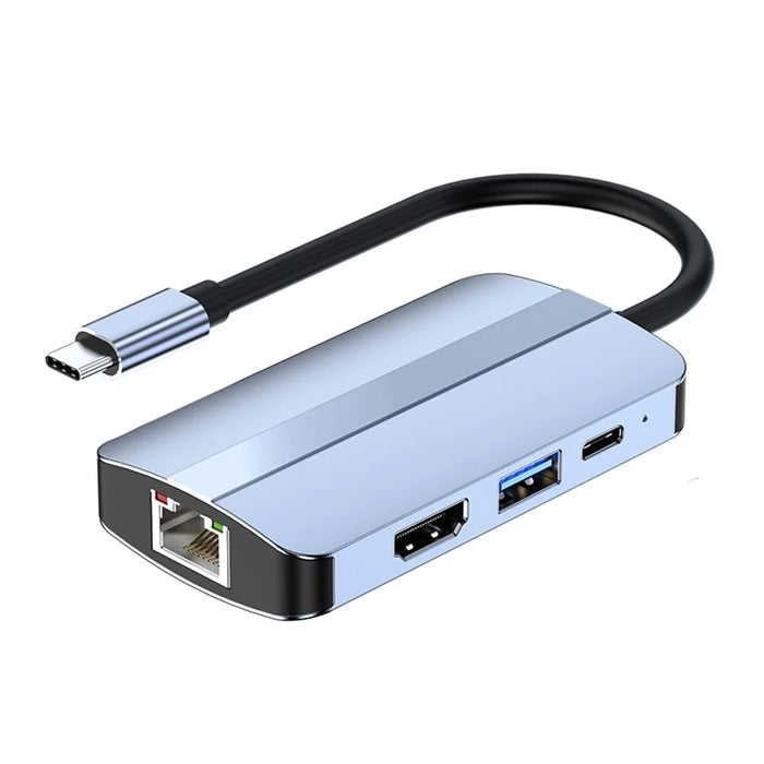 JUNSUNMAY JSM-HUB003 Type-C Hub Adapter 6-in-1 USB-C Docking Station Splitter Support 4K HD Video, 100Mbps, 87W PD Charging Converter - 7