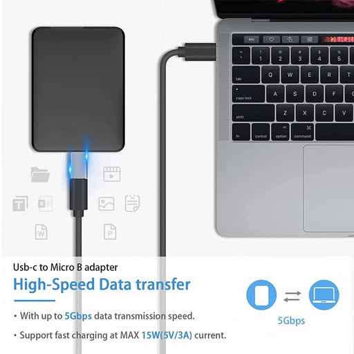 JUNSUNMAY Type-C Female to USB 3.0 Micro B Male Adapter Aluminium Alloy Converter for Hard Drive - 2