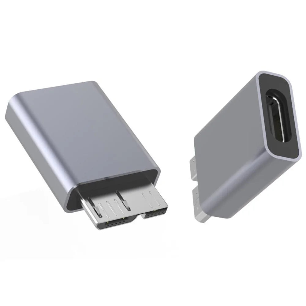 JUNSUNMAY Type-C Female to USB 3.0 Micro B Male Adapter Aluminium Alloy Converter for Hard Drive - 6
