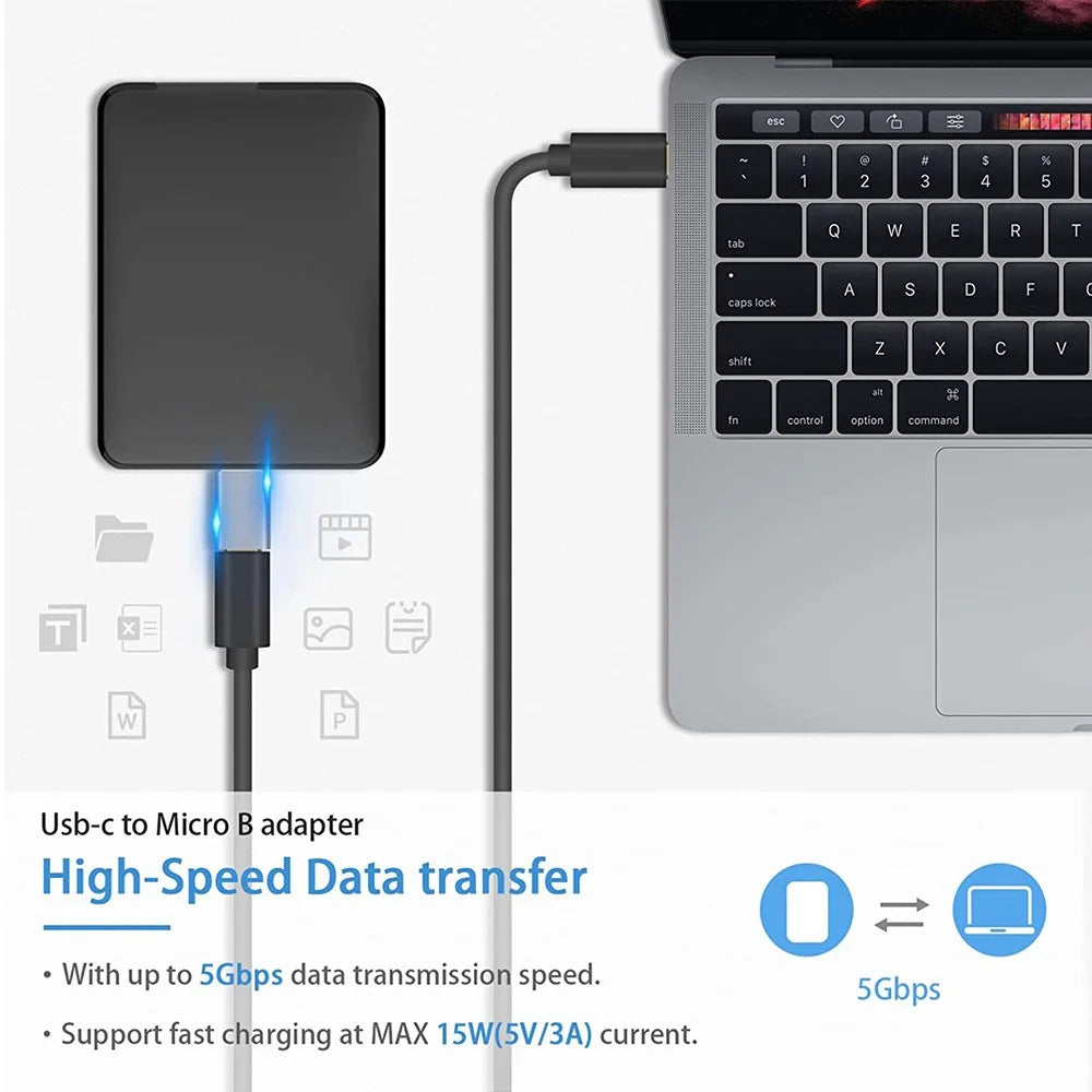 JUNSUNMAY 2Pcs Type-C Female to USB 3.0 Micro B Male Adapter Aluminium Alloy Laptop PC Hard Drive Converter Connector - 2