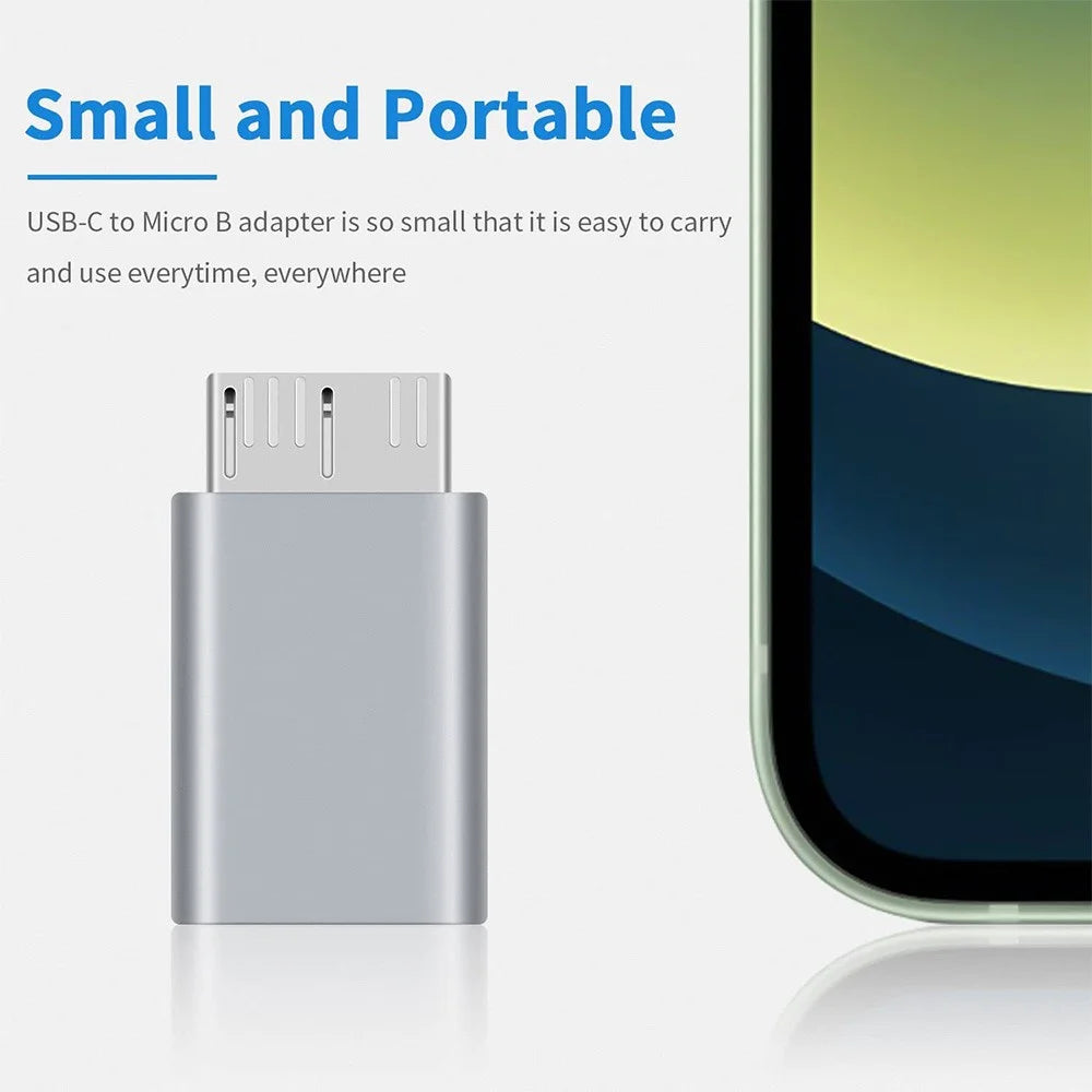 JUNSUNMAY 2Pcs Type-C Female to USB 3.0 Micro B Male Adapter Aluminium Alloy Laptop PC Hard Drive Converter Connector - 4