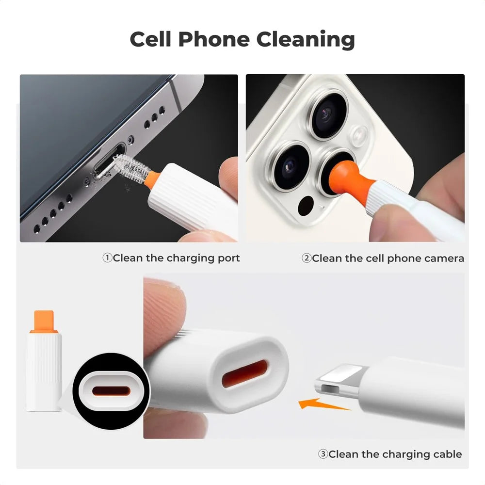 Q6C Multi-Functional Cell Phone Cleaning Brush Set for Laptops, Cameras, Bluetooth-compatible Earbuds, and Keyboards - 5