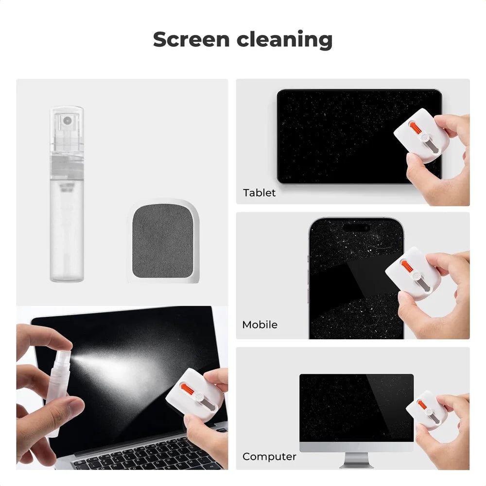 Q6C Multi-Functional Cell Phone Cleaning Brush Set for Laptops, Cameras, Bluetooth-compatible Earbuds, and Keyboards - 6
