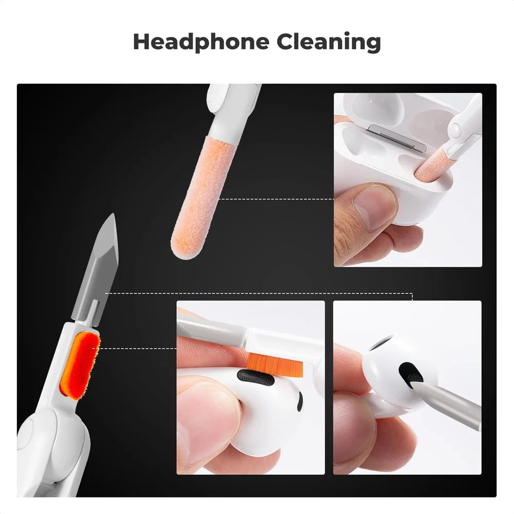 Q6C Multi-Functional Cell Phone Cleaning Brush Set for Laptops, Cameras, Bluetooth-compatible Earbuds, and Keyboards - 7