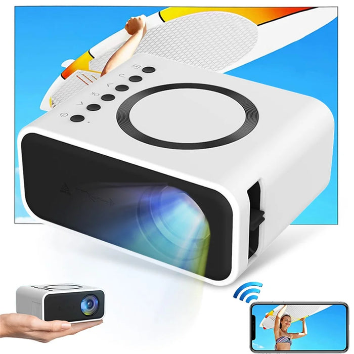 T300S 320x240 24ANSI Lumens LCD Projector Home Theater Mini Projector Support Wired / Wireless Sync Screen - White / US Plug - 1
