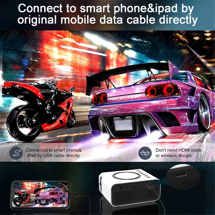 T300S 320x240 24ANSI Lumens LCD Projector Home Theater Mini Projector Support Wired / Wireless Sync Screen - White / US Plug - 5