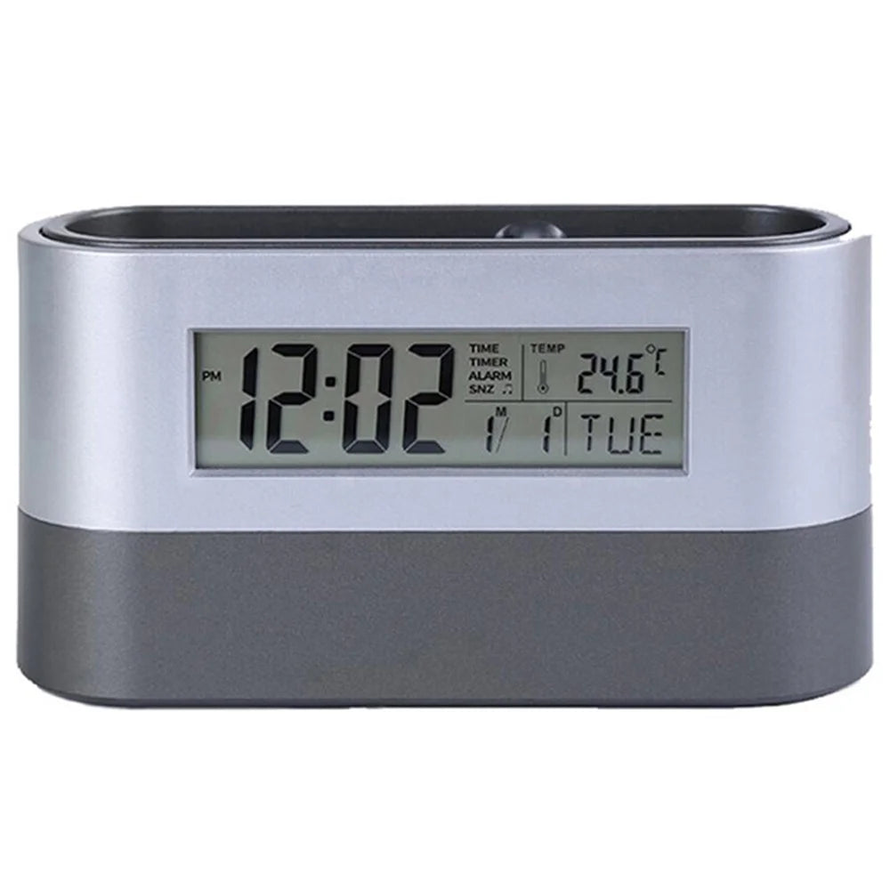 Pen Holder Organizer with LCD Screen Clock Function Temperature Perpetual Calendar Display Countdown Alarm Snooze Mode - 2