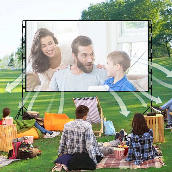 120-Inch 2.65mx1.5m Indoor Outdoor Projection Curtain 16:9 Movie Projector Screen with Stand Storage Bag - 5