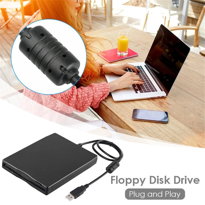 3.5 Inch External USB Floppy Disk Drive Portable Plug and Play 1.44MB FDD Floppy Drive - 2