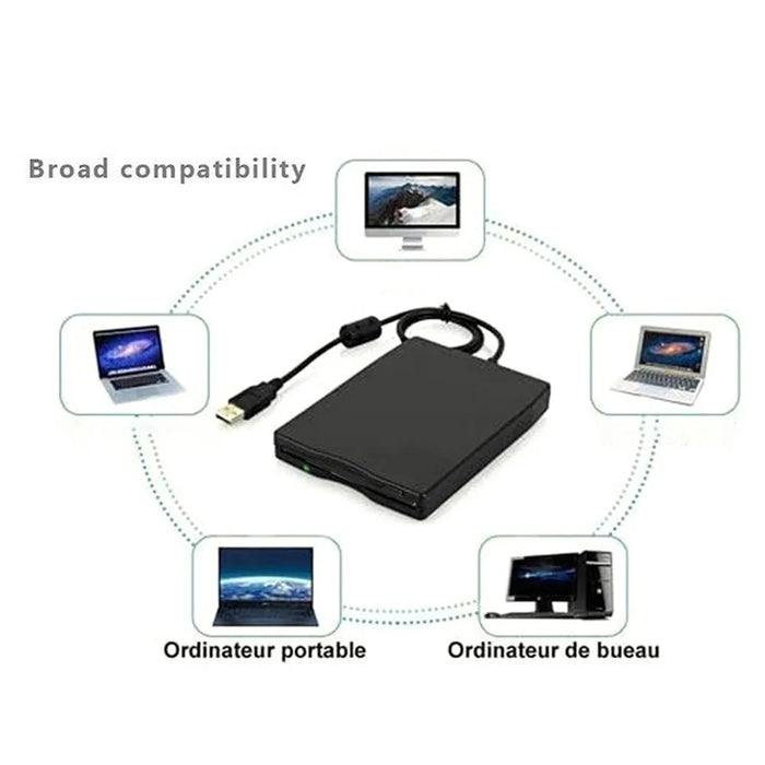 3.5 Inch External USB Floppy Disk Drive Portable Plug and Play 1.44MB FDD Floppy Drive - 5