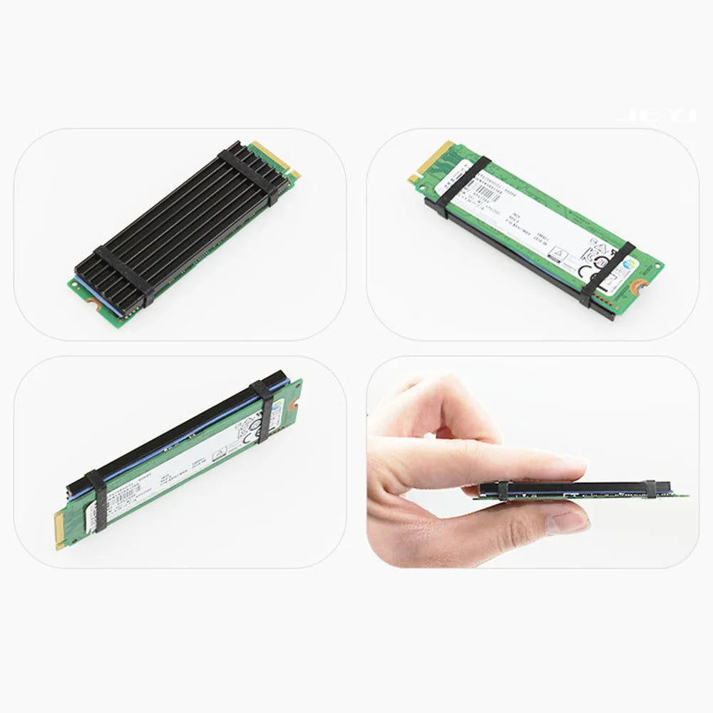 JEYI N80 M.2 NVMe SSD Heatsink 2280 Cooling Aluminum Pad Thermal Silicone Gel Heat Sink for PC- Black - 7