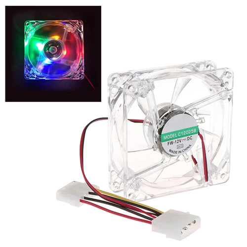 80mm Crystal Clear Cooling Fan 4Pin Computer Fan with Color Lighting for 4Pin CPU, Water-Cooling Radiator Low Noise Fan - Transparent Colorful Light - 1