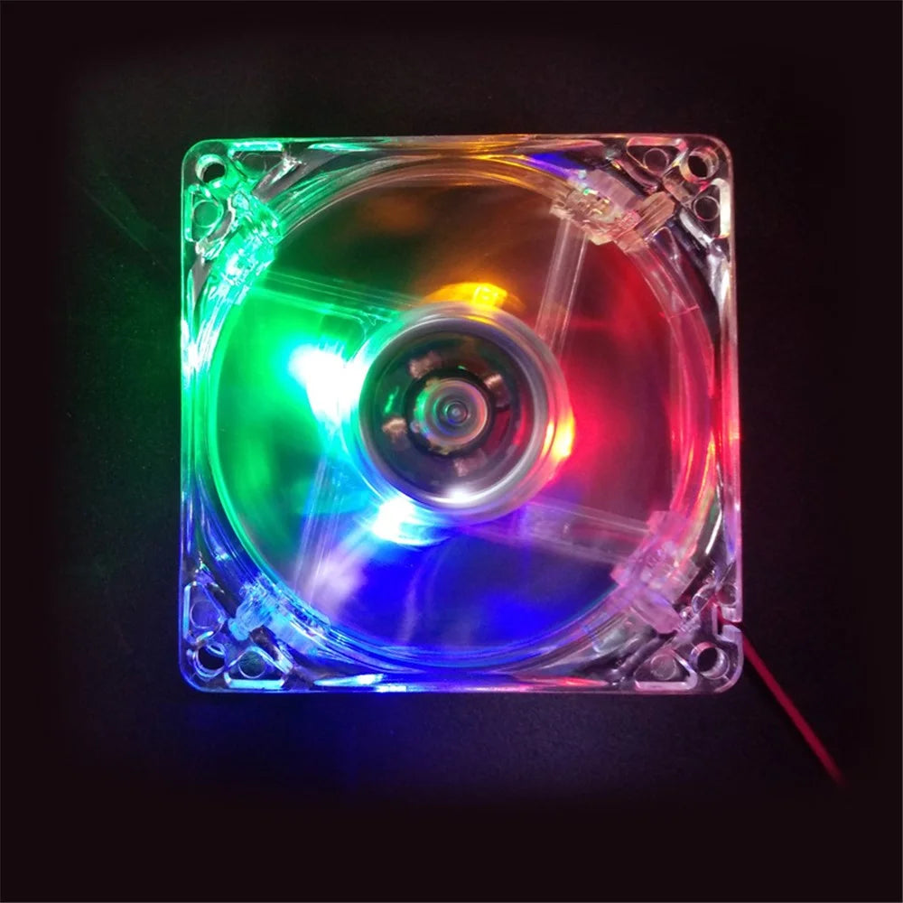 80mm Crystal Clear Cooling Fan 4Pin Computer Fan with Color Lighting for 4Pin CPU, Water-Cooling Radiator Low Noise Fan - Transparent Colorful Light - 2