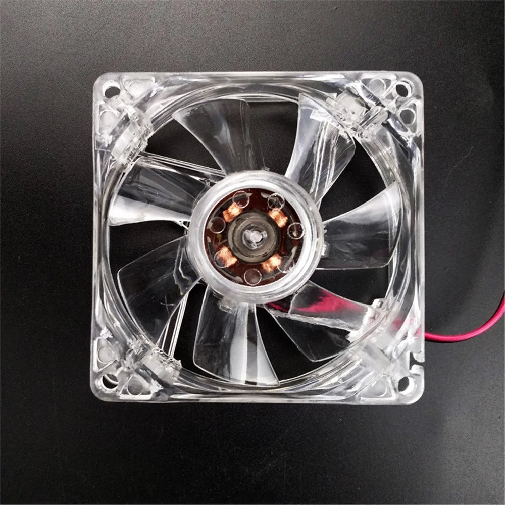 80mm Crystal Clear Cooling Fan 4Pin Computer Fan with Color Lighting for 4Pin CPU, Water-Cooling Radiator Low Noise Fan - Transparent Colorful Light - 7