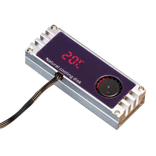 M.2 SSD Heatsink Cooler Temperature Digital Display Cooling Plate with Cooling Fan Dissipation Radiator - Silver - 1