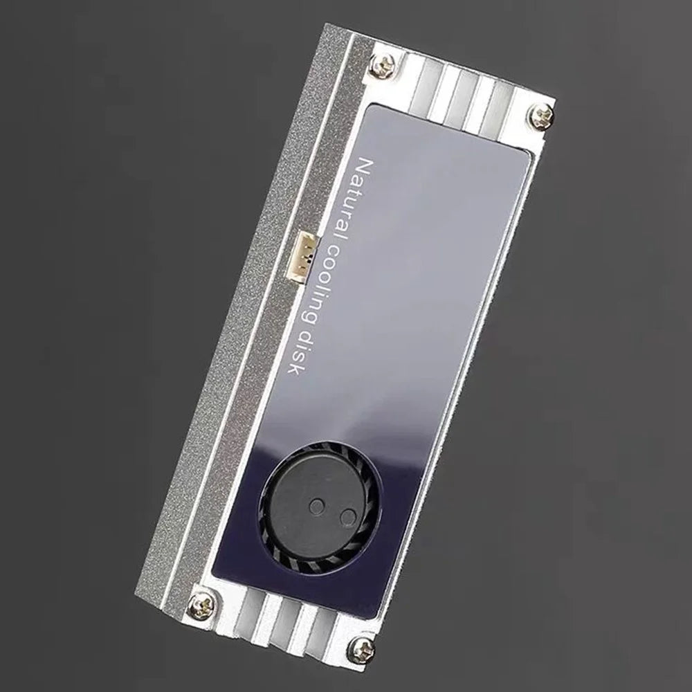M.2 SSD Heatsink Cooler Temperature Digital Display Cooling Plate with Cooling Fan Dissipation Radiator - Silver - 2