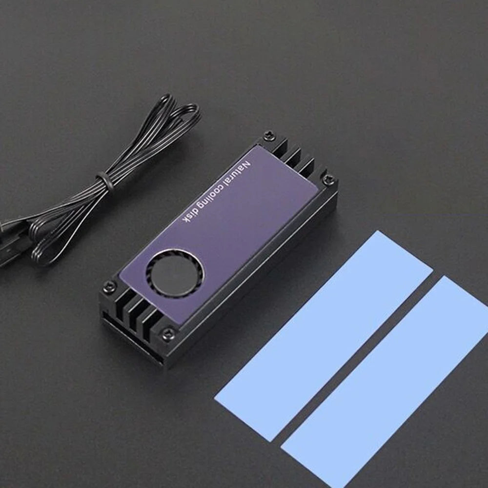 M.2 SSD Heatsink Cooler Temperature Digital Display Cooling Plate with Cooling Fan Dissipation Radiator - Silver - 4