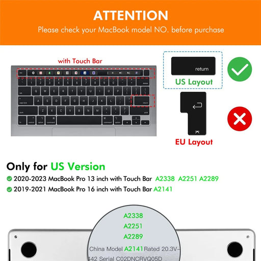 ENKAY MacBook Pro 13.3 (A2289/A2338) / Pro 16 (A2141)  US Version Keyboard Cover Soft Silicone Protective Film - Black - 2