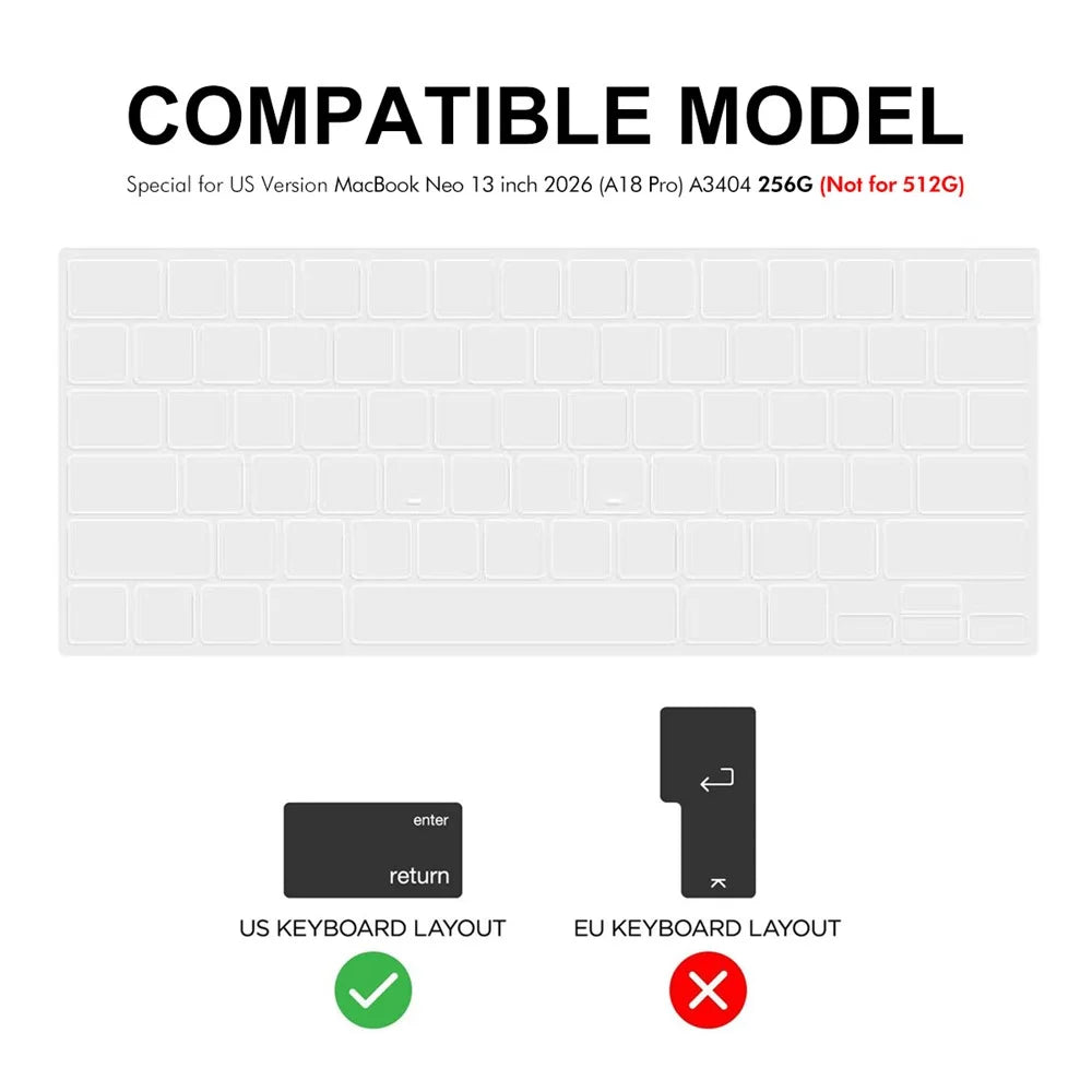 ENKAY for MacBook Neo 13 inch (2026) A3404 US Version Layout Keyboard Cover Ultra-thin TPU Film Dustproof Cover - Transparent - 5