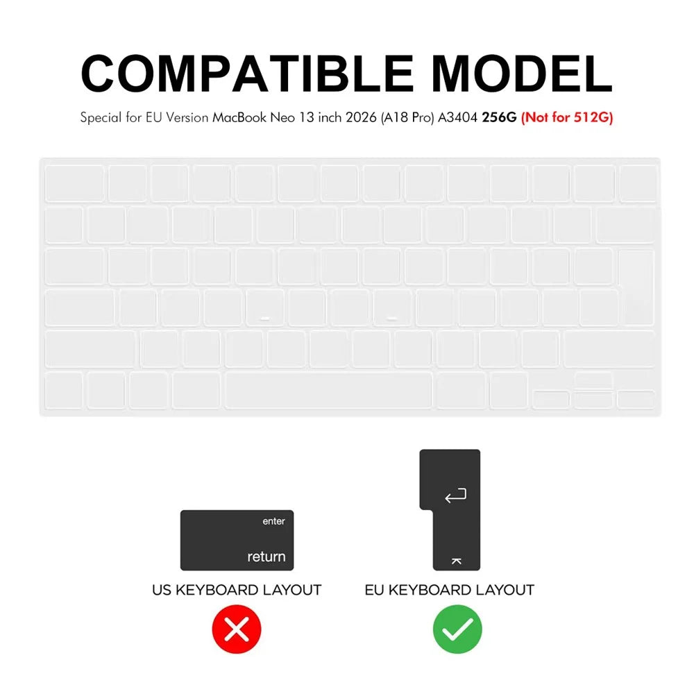 ENKAY for MacBook Neo 13 inch (2026) A3404 EU Version Layout Keyboard Cover Ultra-thin TPU Film Dustproof Cover - Transparent - 5