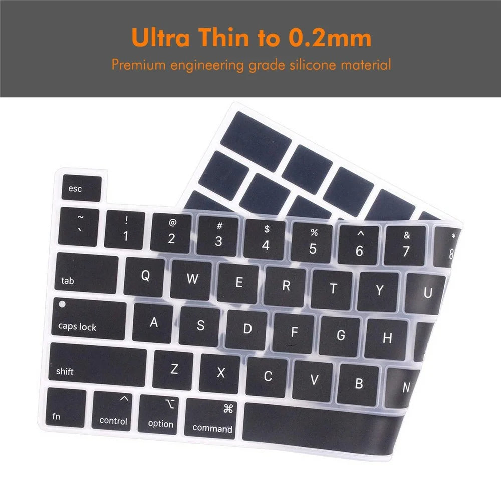 ENKAY Keyboard Cover for MacBook Pro 13 inch (2020) A2338 / A2251 / A2289 / 16 inch (2019) A2141 EU Version Layout Ultra Thin Silicone Keyboard Protector - Black - 5