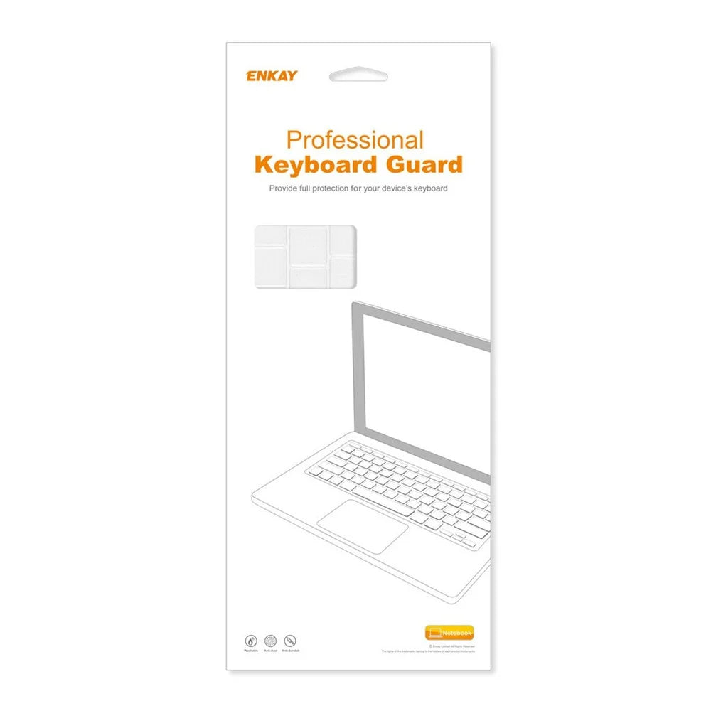 ENKAY Keyboard Cover for MacBook Pro 13 inch (2020) A2338 / A2251 / A2289 / 16 inch (2019) A2141 EU Version Layout Ultra Thin Silicone Keyboard Protector - Black - 7