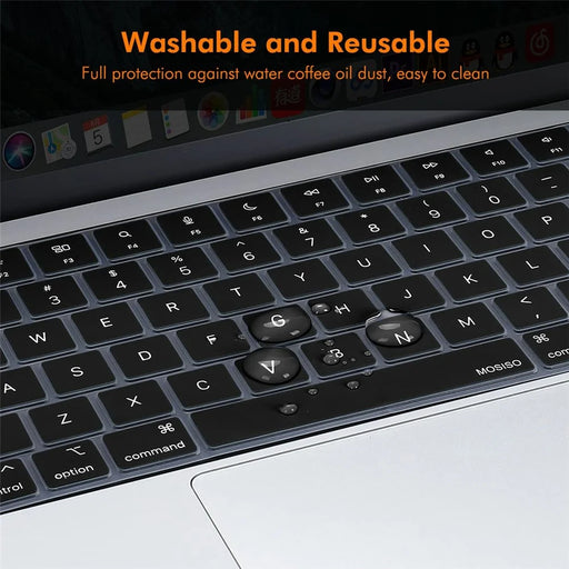 ENKAY Keyboard Cover for MacBook Air 13 / 15 (2022-2026) / MacBook Pro 14 / 16 (2021-2026) EU Version Layout Ultra Thin Silicone Keyboard Protector - Black - 2