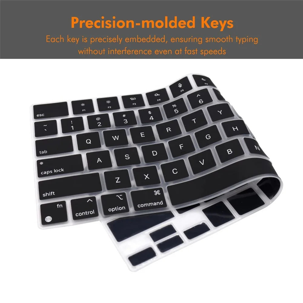 ENKAY Keyboard Cover for MacBook Air 13 / 15 (2022-2026) / MacBook Pro 14 / 16 (2021-2026) EU Version Layout Ultra Thin Silicone Keyboard Protector - Black - 4