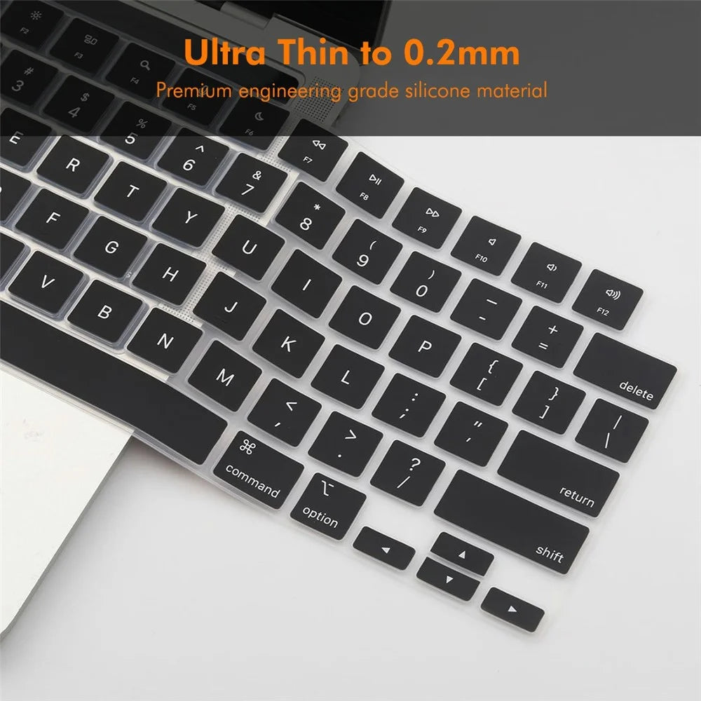 ENKAY Keyboard Cover for MacBook Air 13 / 15 (2022-2026) / MacBook Pro 14 / 16 (2021-2026) EU Version Layout Ultra Thin Silicone Keyboard Protector - Black - 5