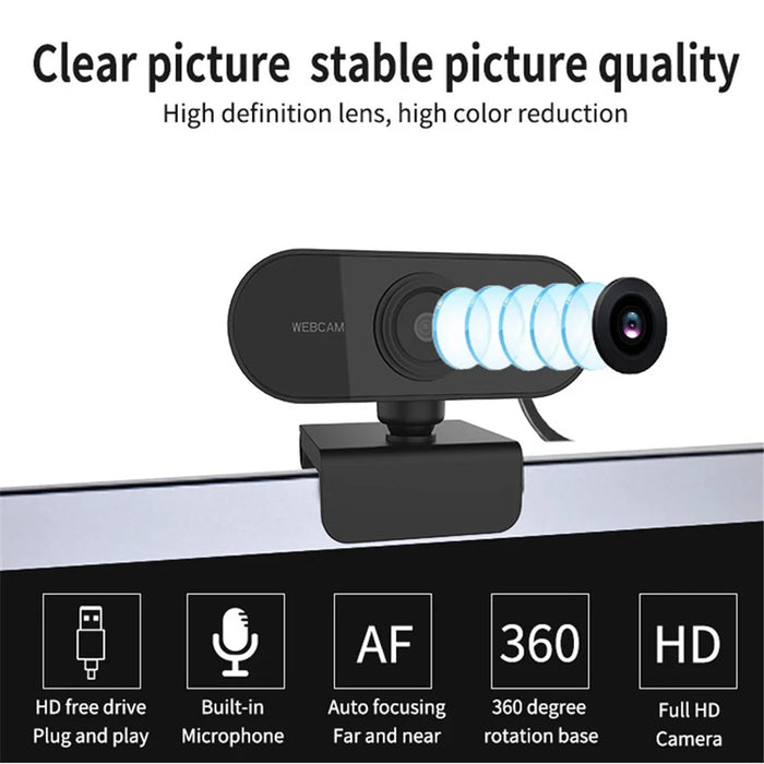 HD 1080P Computer Camera Built-in Mic Smart Webcam Noise Cancellation TV Live Camera (CE Certificate) - 2