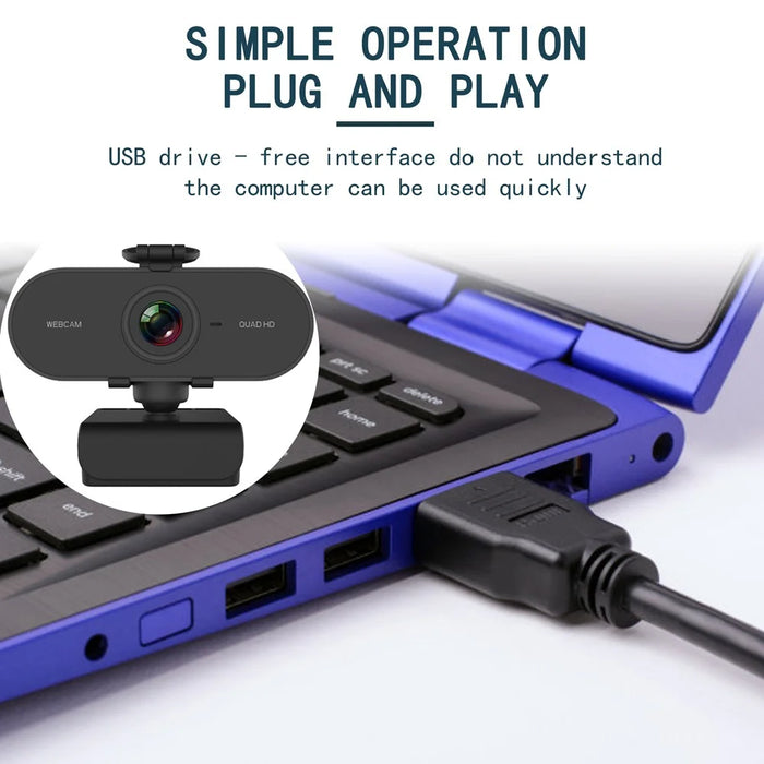 HD 4MP Webcam Built-in Microphone USB Computer Camera with Privacy Cover and Tripod for Video Calling Conference - 5