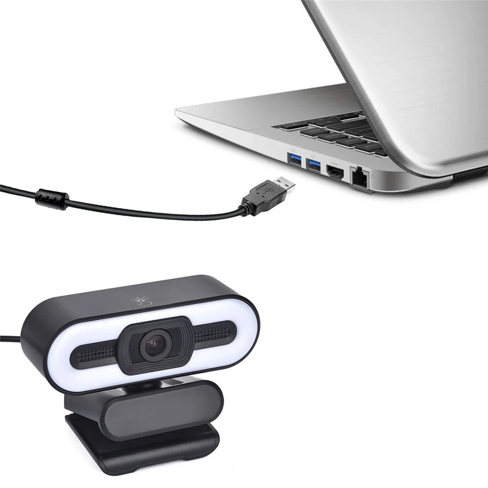 A55 1080P Computer Camera Home Office Built-in Microphone for Live Teaching USB Webcam with LED Fill Light - 3