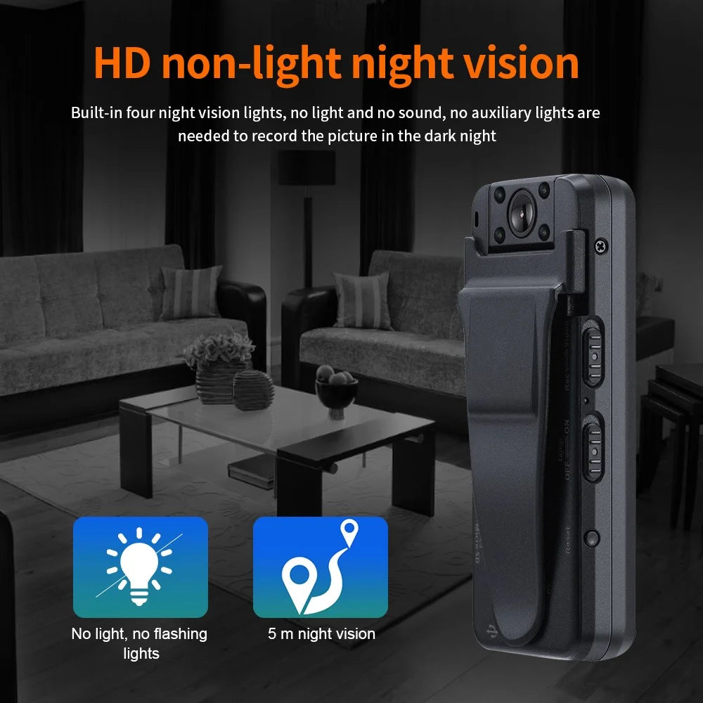 V8 HD 1080P Night Vision Motion Detection Mini Camera Portable Video Recorder with Back Clip - 5