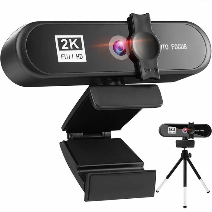 2K Full HD Auto Focus USB Computer Laptop Camera Live Streaming Video Conference Webcam with Built-in Microphone - Black - 7