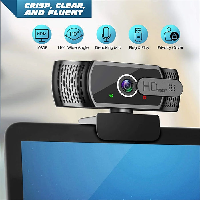 1080P Full HD USB Webcam Plug Play Monitor Camera with Microphone/Privacy Cover for Desktop Computers Laptops Video Work - 3