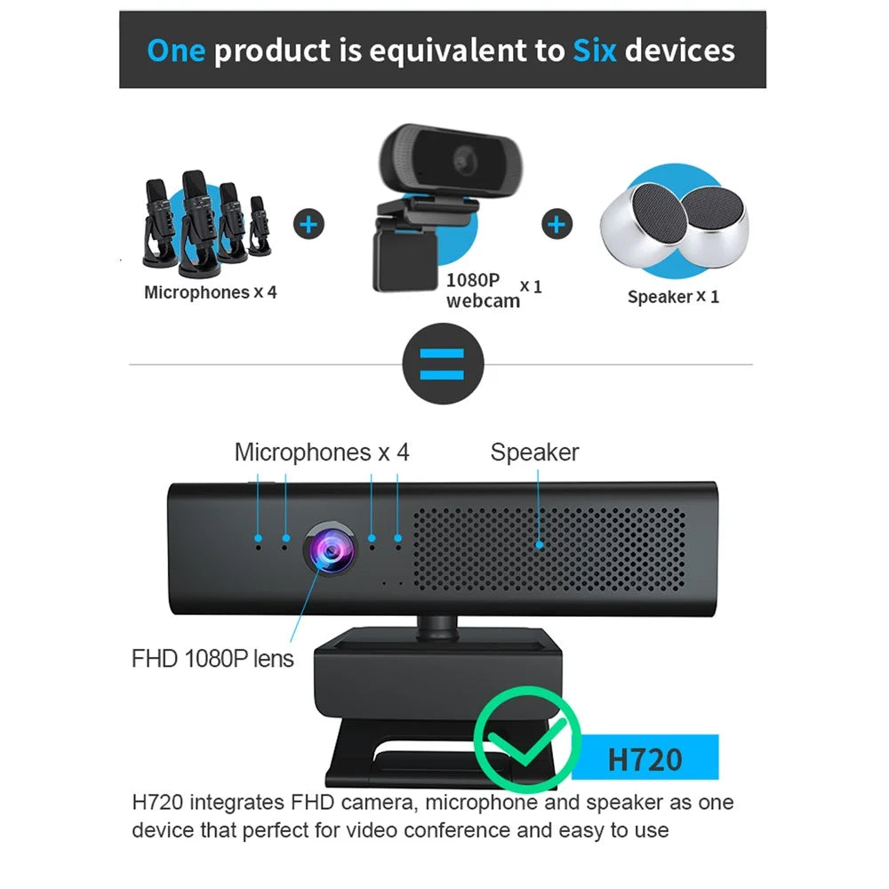 H720 HD 1080P Autofocus USB Webcam Video Conference Camera for PC Desktop Computer - 7