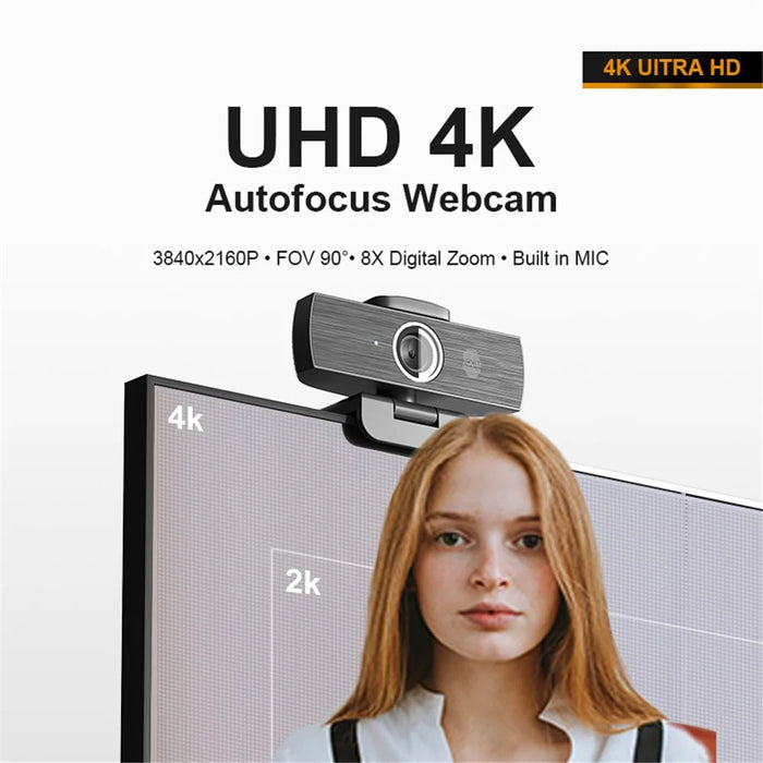 H500 3840*2160p UHD 4K 60FPS Webcam Autofocus Web Camera PC Camera with Microphone - 2