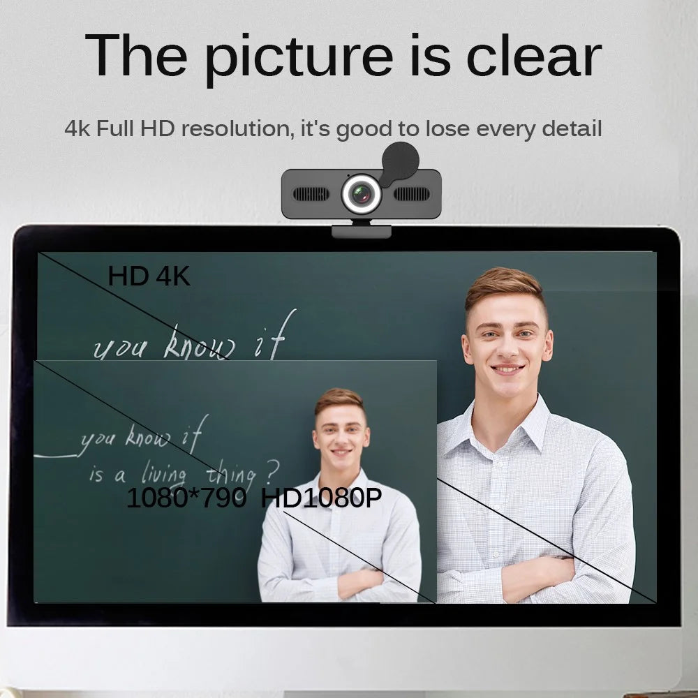 ELEBEST HD 4K USB Computer Camera Live Streaming Video Conference Webcam with Fill Light - 4