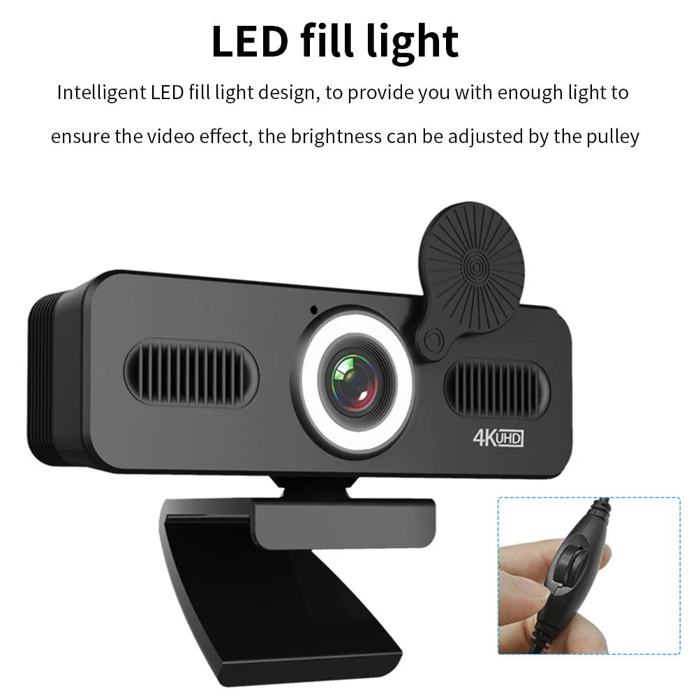 ELEBEST HD 4K USB Computer Camera Live Streaming Video Conference Webcam with Fill Light - 5