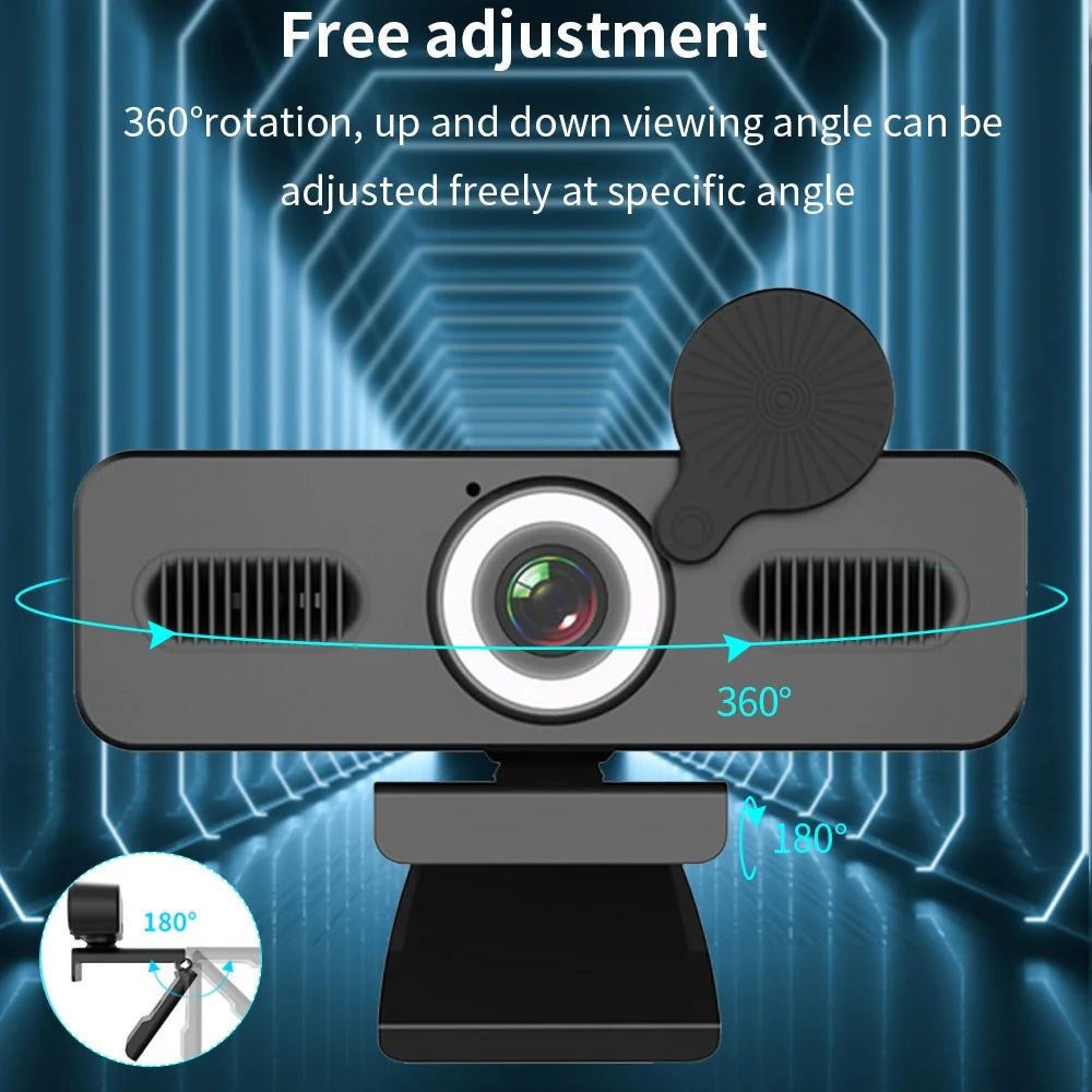 ELEBEST 1080P USB Computer Camera Live Streaming Video Conference Built-in Mic Webcam with Fill Light - 2