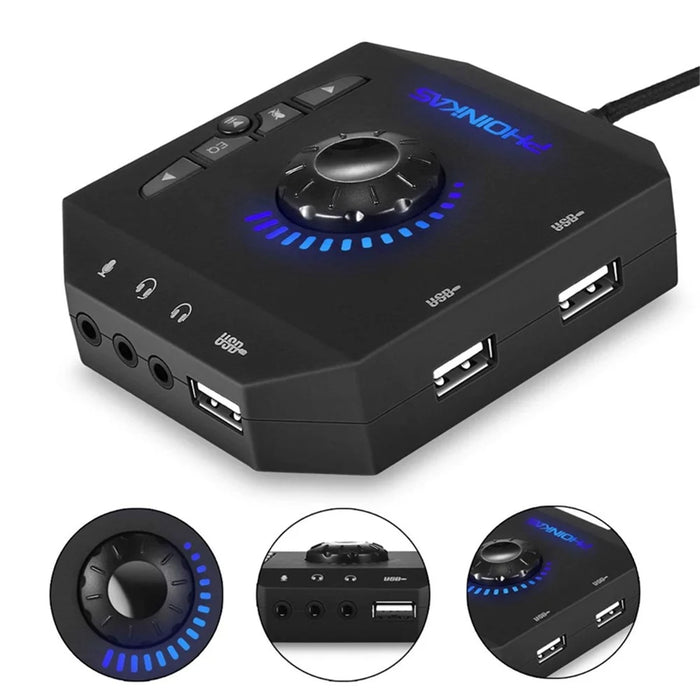 PHOINIKAS T10 Multi-function External Sound Card Independent Drive-free Computer Converter Hub - 3