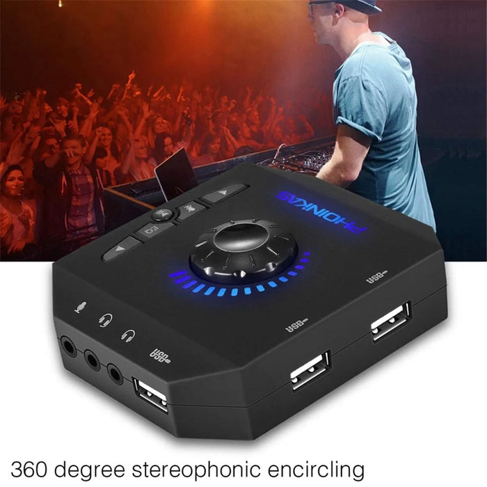 PHOINIKAS T10 Multi-function External Sound Card Independent Drive-free Computer Converter Hub - 5