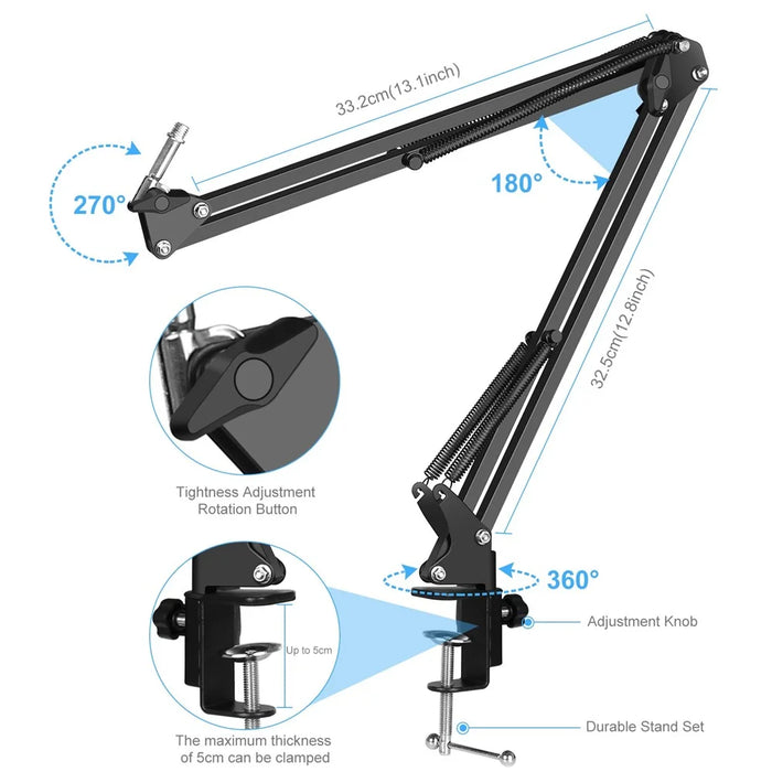 PULUZ PKT3601B Sound Card Live Broadcast Bluetooth-compatible Sound Mixer Studio Microphone Kits with Suspension Scissor Arm and Metal Shock Mount - 7