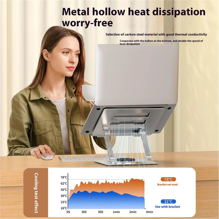 D031 Alloy Steel Rotatable Desktop Laptop Holder Heat Dissipation Notebook Heighten Stand - Grey - 5