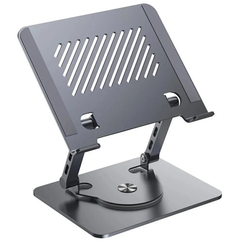 D087 Metal Desktop Laptop Heighten Bracket Rotatable Heat Dissipation Notebook Stand - Grey - 1